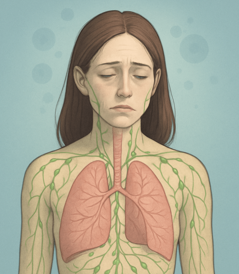 Illustration of lymphatic drainage support for people managing long COVID