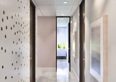 Bright hallway inside our massage and recovery clinic in Houston