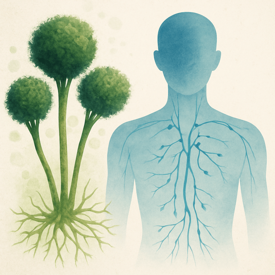 Illustration of mold exposure and supportive lymphatic drainage massage
